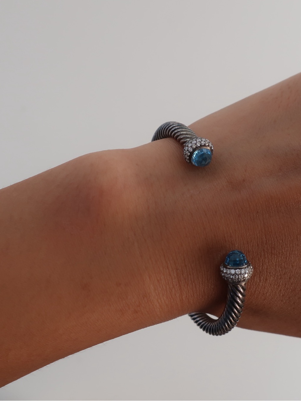 Rare David Yurman Topaz and Diamond Pave Cuff